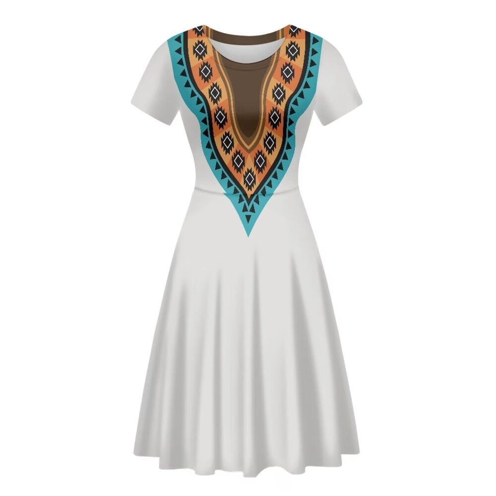 9272 African Dress Plus Size A-Line Short Dress Swing Dress for Holiday